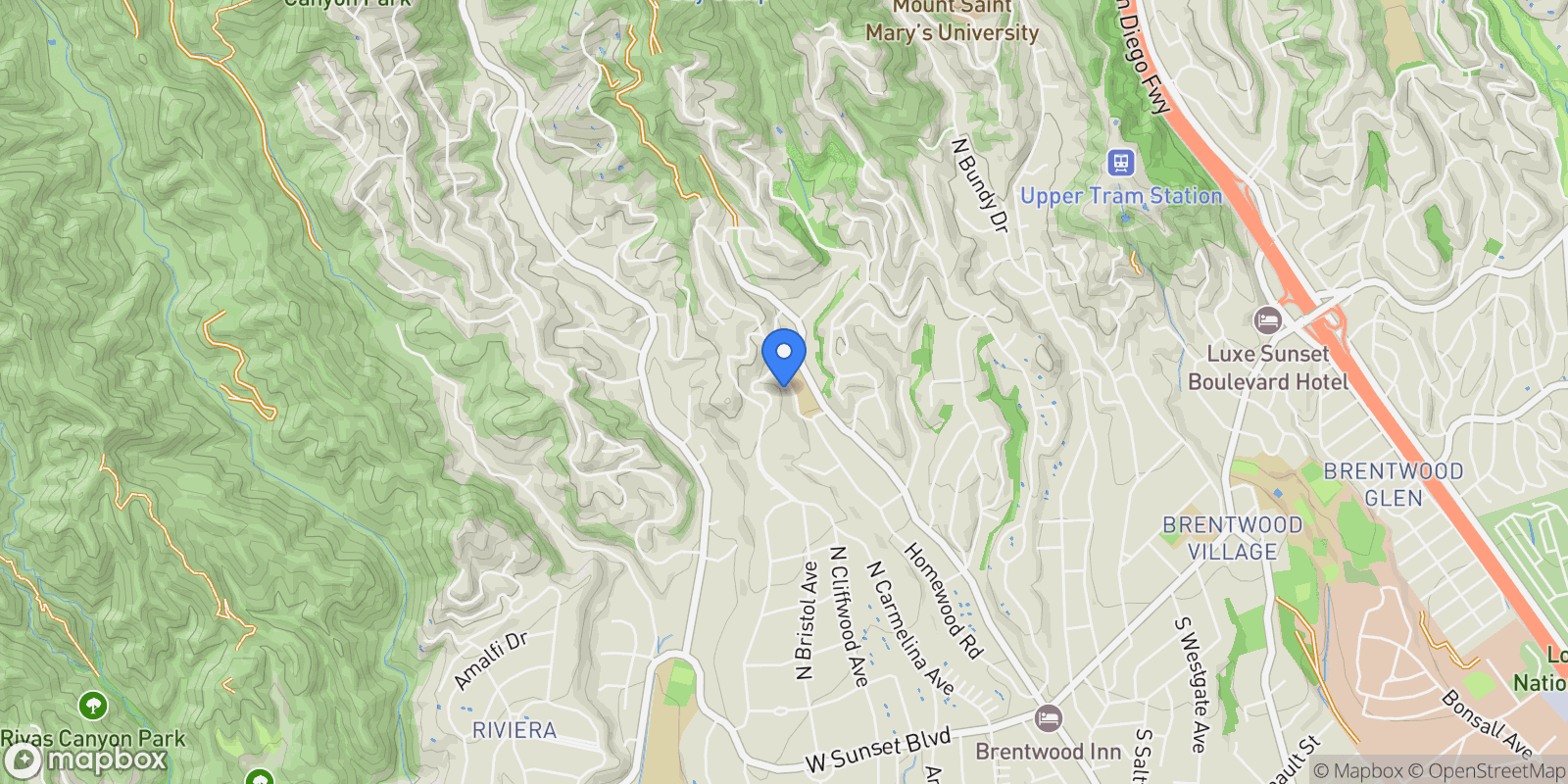 Map showing 685 Elkins Road , Los Angeles, CA 90049, Los Angeles, California, United States.