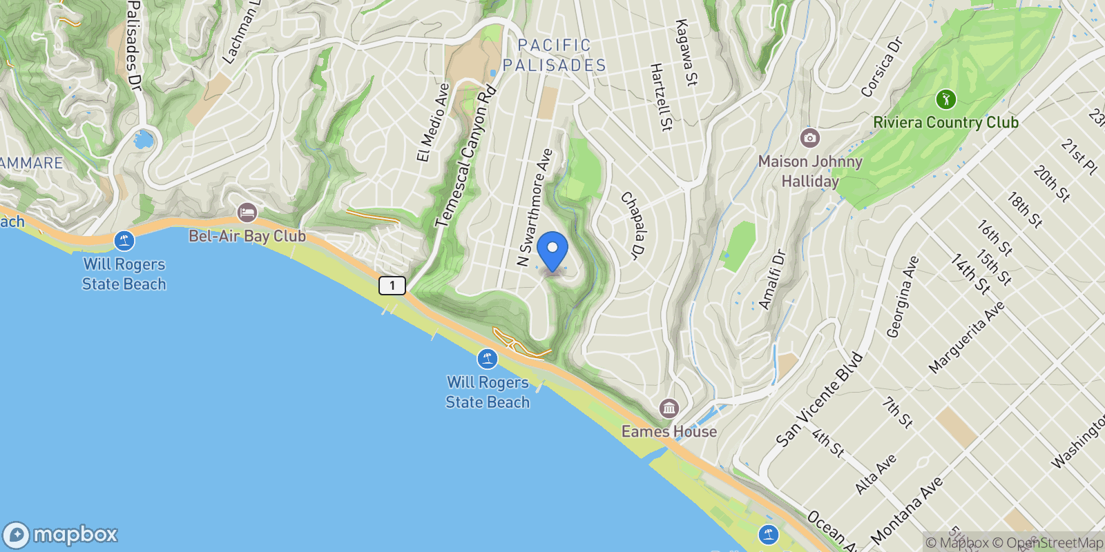 Map showing 424 Lombard Avenue , Pacific Palisades, CA 90272, Los Angeles, California, United States.