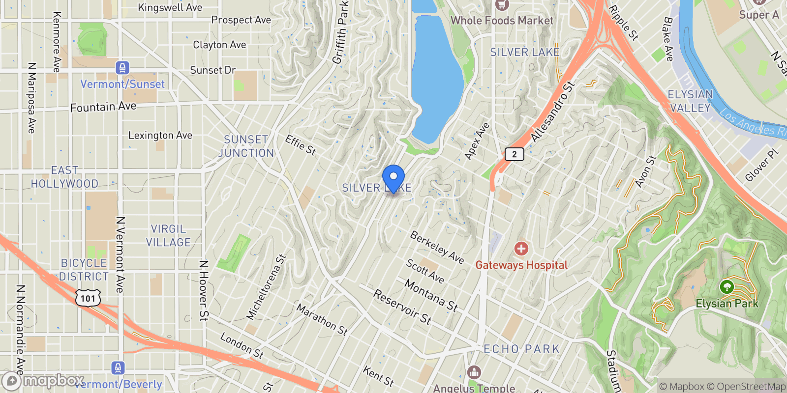 Map showing 1700 North Occidental Boulevard , Los Angeles, CA 90026, Los Angeles, California, United States.