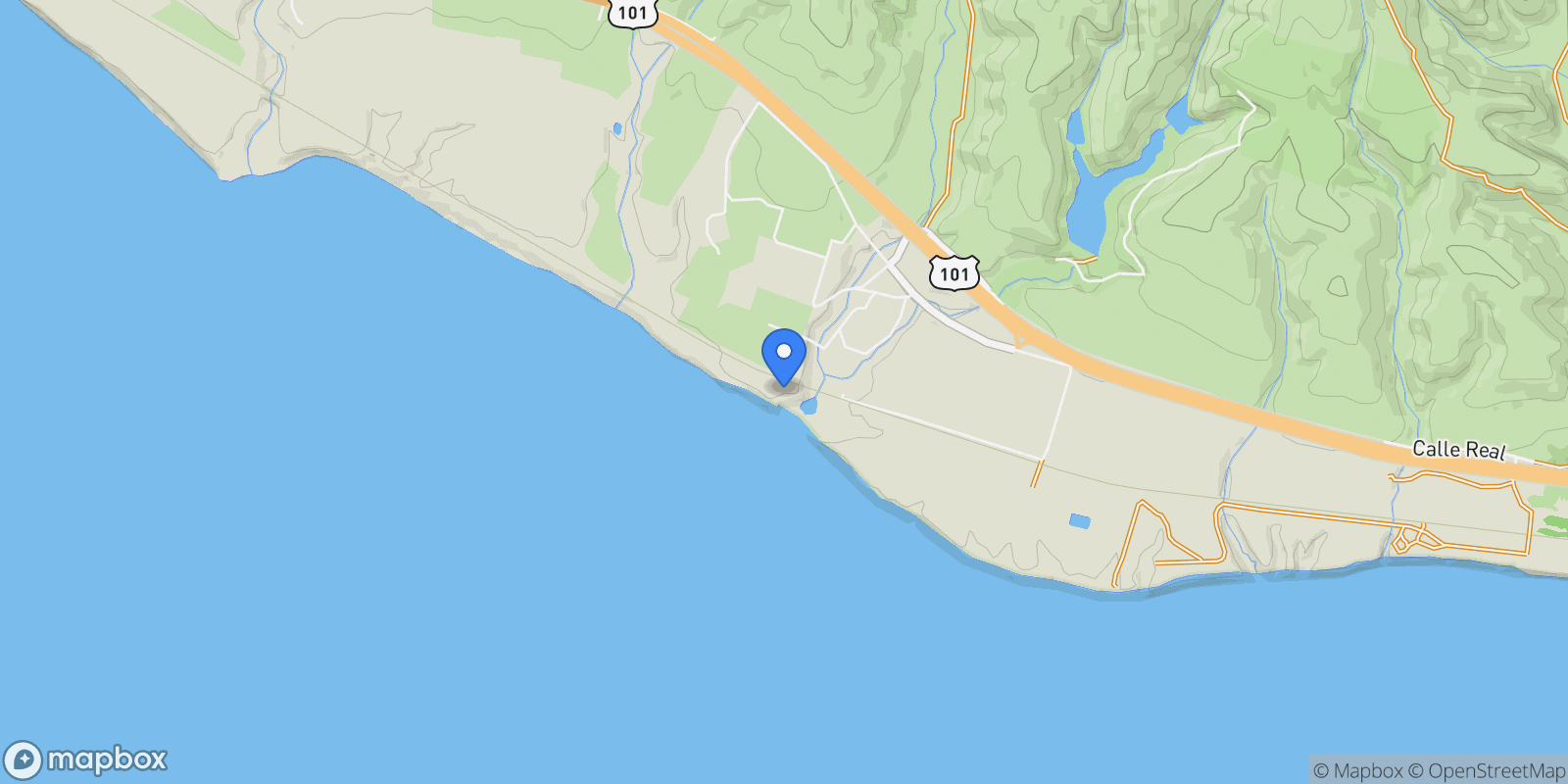 Map showing 1 Beach Road , Santa Barbara, CA 93117, Goleta, California, United States.