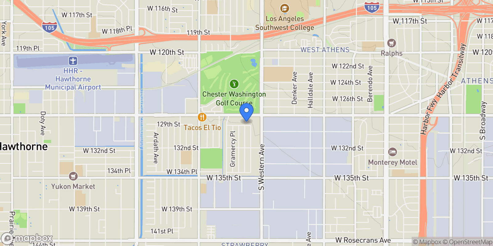 Map showing 1819 West 129th Street , Gardena, CA 90249, Gardena, California, United States.