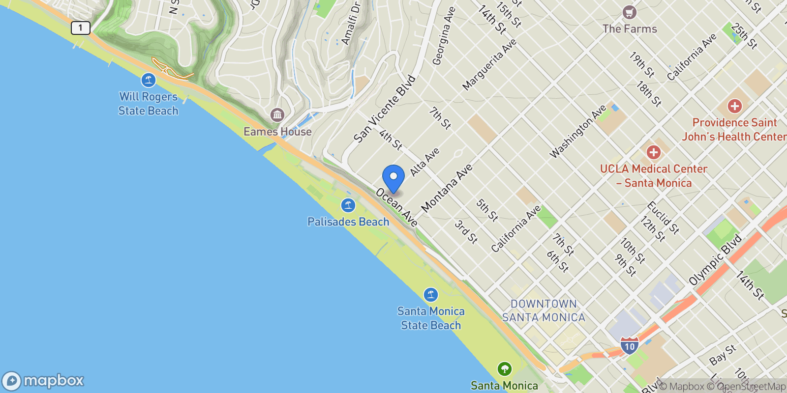Map showing 603 Ocean Avenue 1East, Santa Monica, CA 90402, Santa Monica, California, United States.