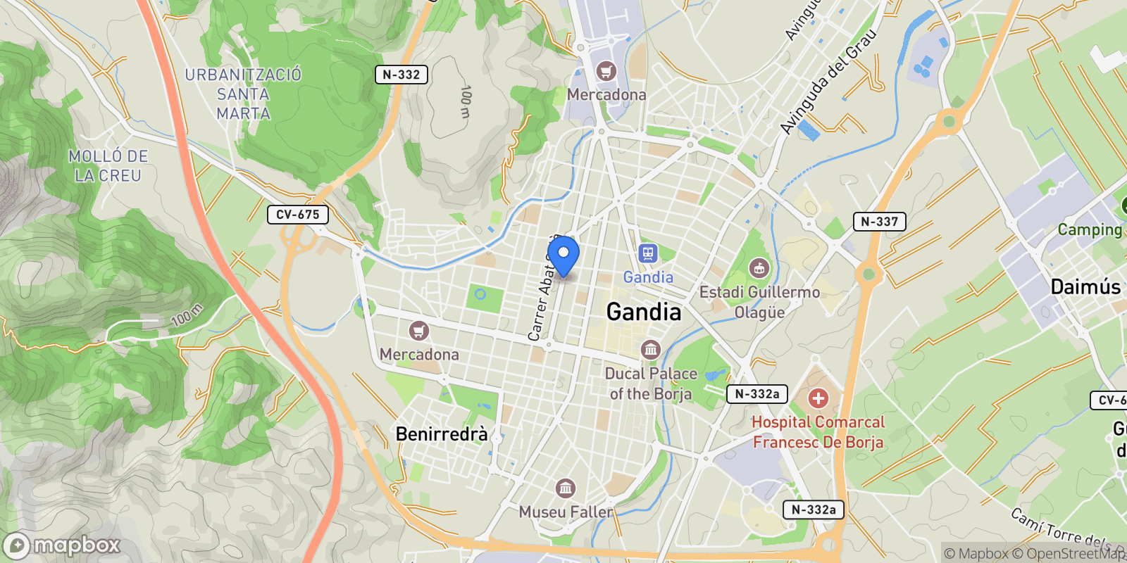 Map showing Gandia, Valencia, Gandia, Gandia, Valencian Community, Spain.