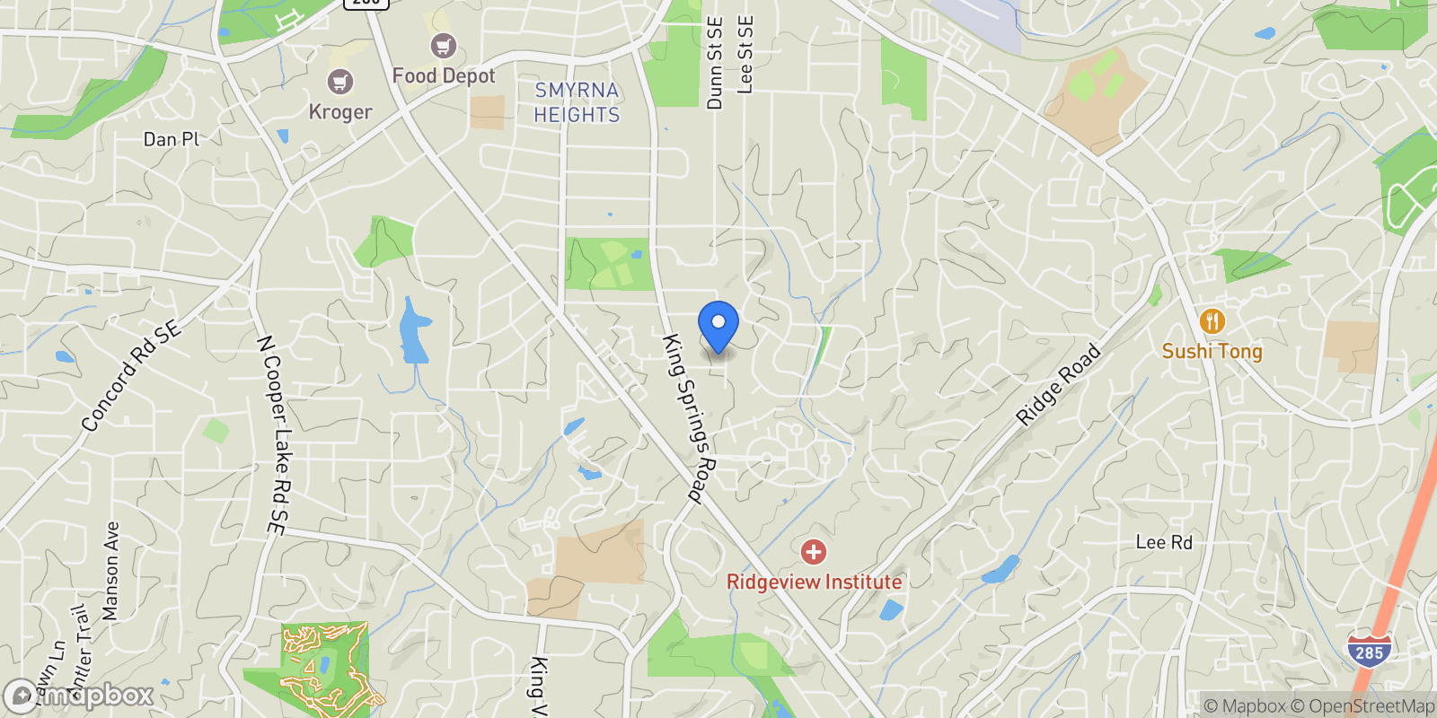 Map showing Smyrna, Georgia, United States.