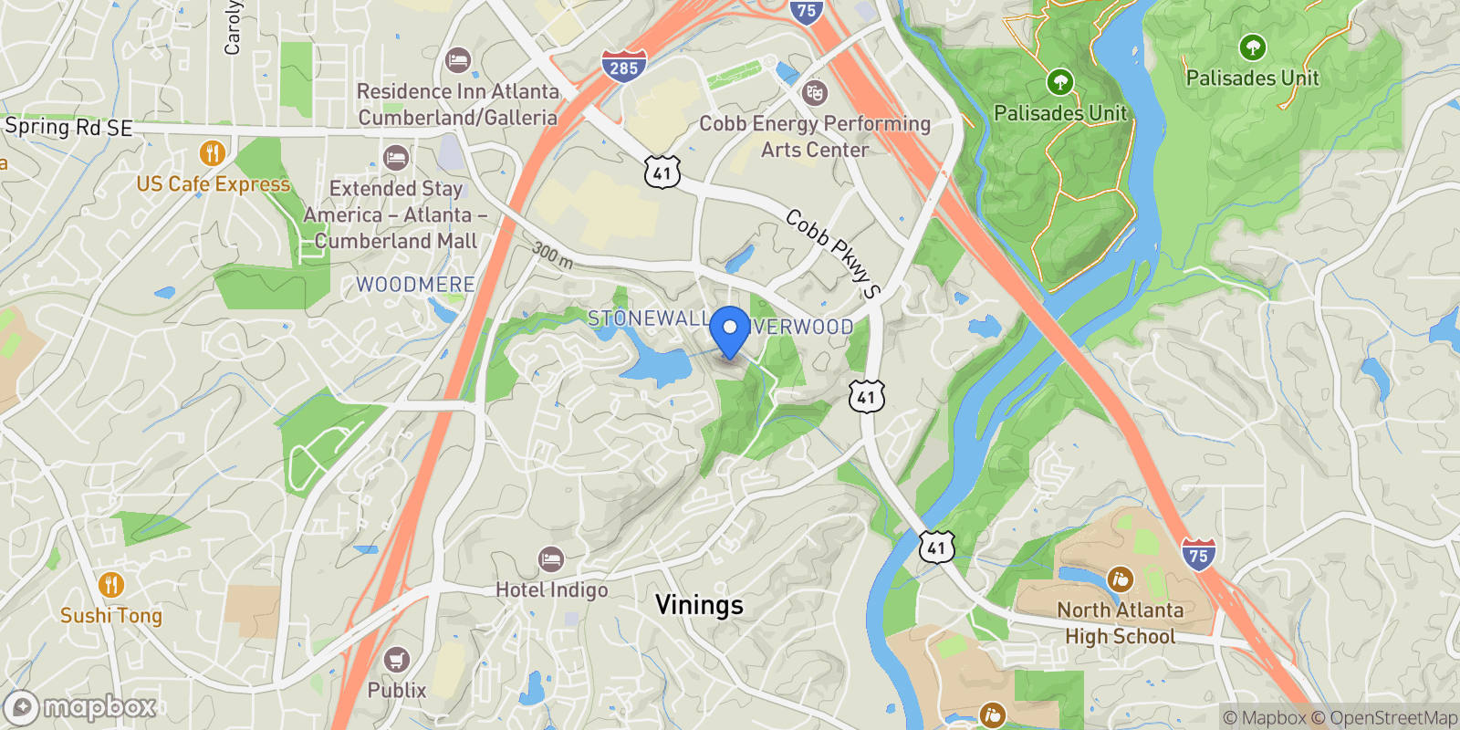 Map showing Atlanta, Georgia, United States.