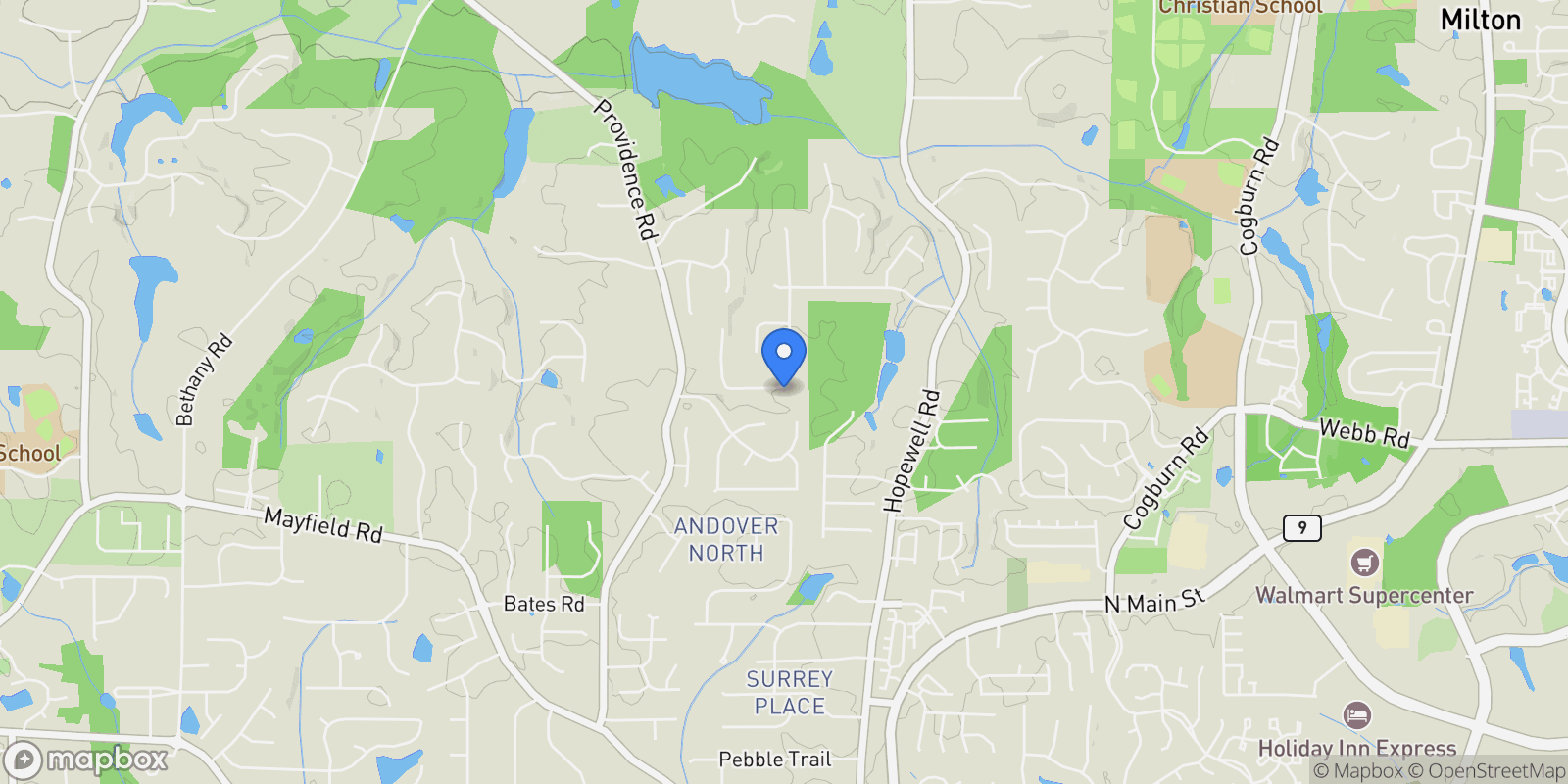 Map showing Milton, Georgia, United States.