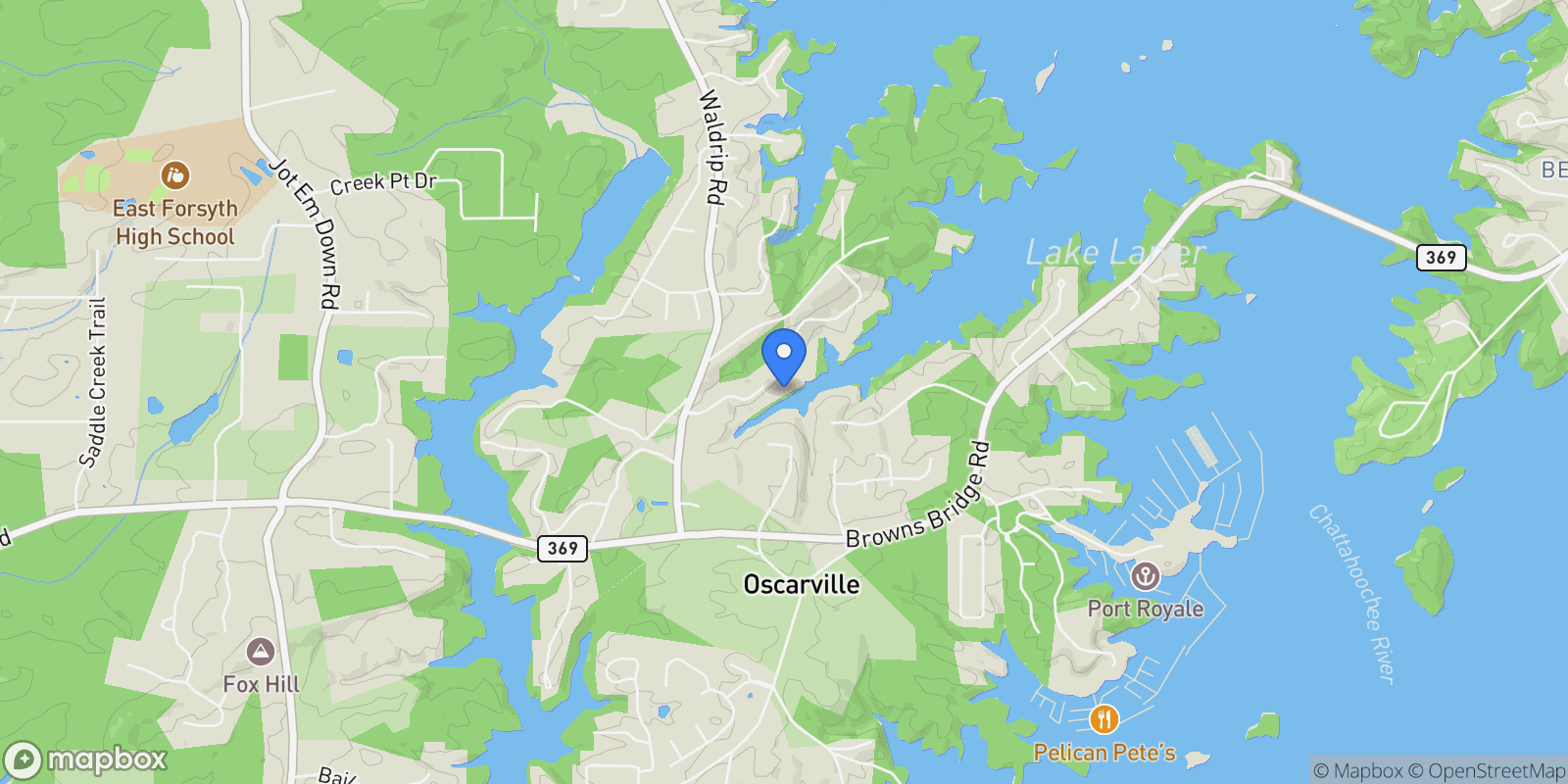 Map showing Gainesville, Georgia, United States.