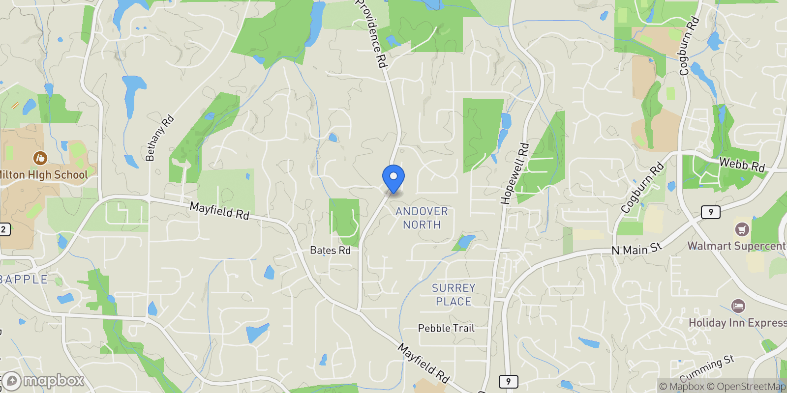 Map showing Alpharetta, Georgia, United States.