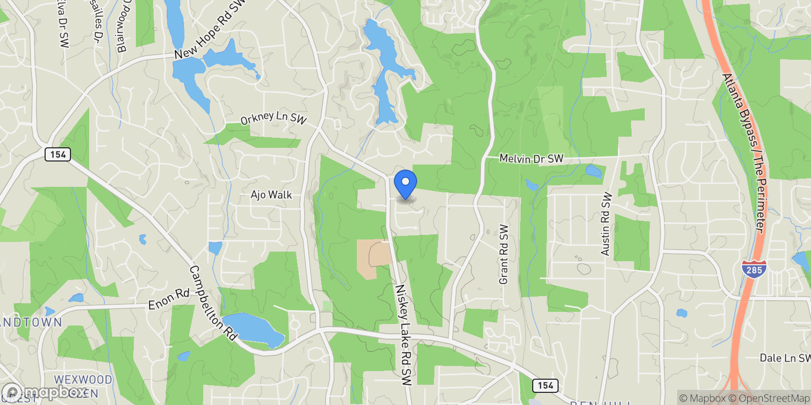 Map showing Atlanta, Georgia, United States.