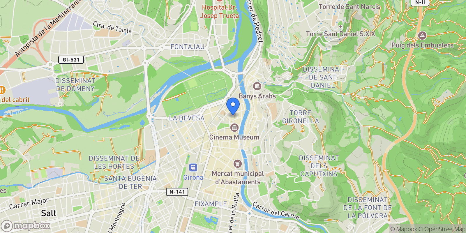 Map showing Centre - Mercadal, Girona, Girona, Girona, Girona, Catalonia, Spain.