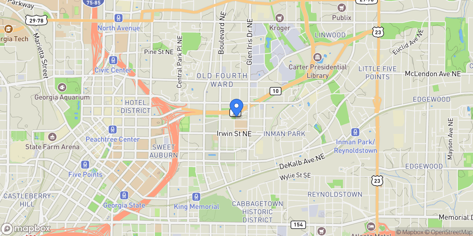 Map showing Atlanta, Georgia, United States.