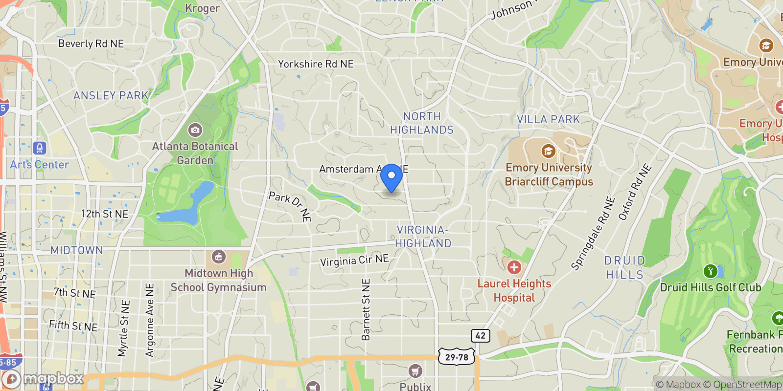 Map showing Atlanta, Georgia, United States.