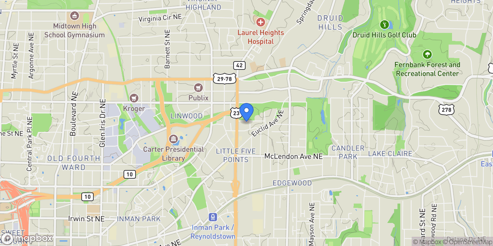 Map showing Atlanta, Georgia, United States.