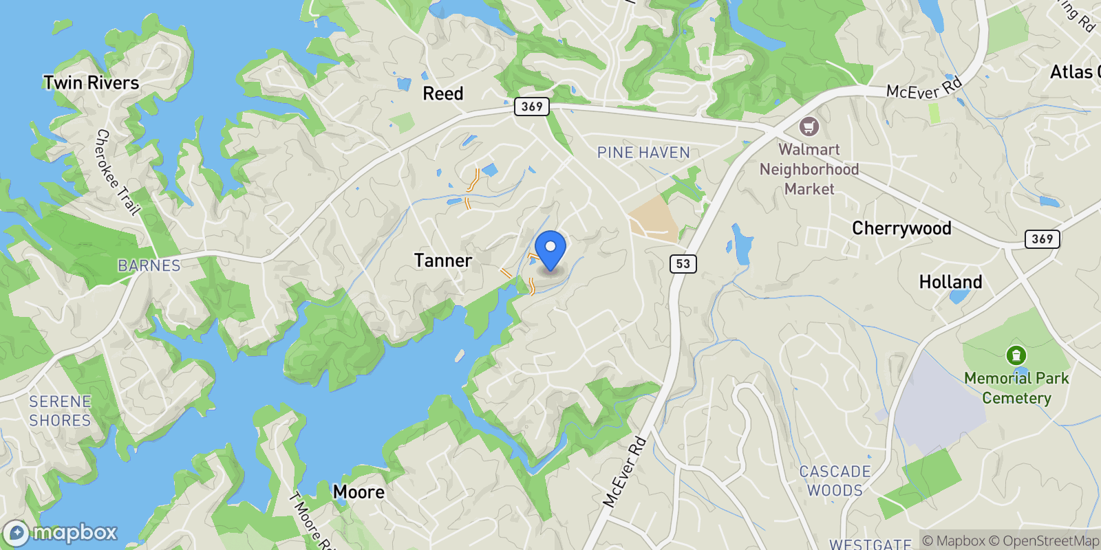 Map showing Gainesville, Georgia, United States.