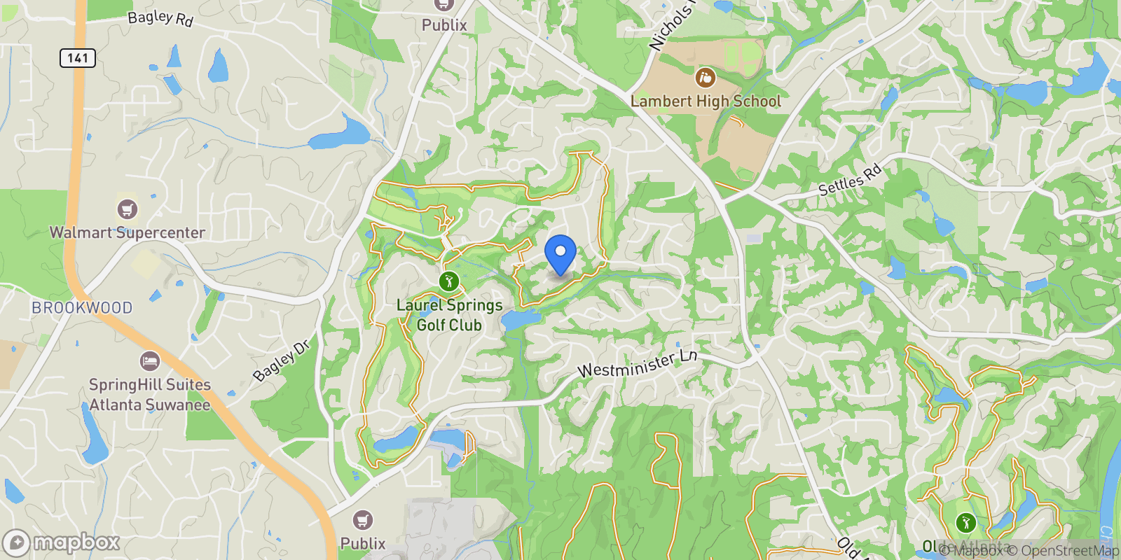 Map showing Suwanee, Georgia, United States.