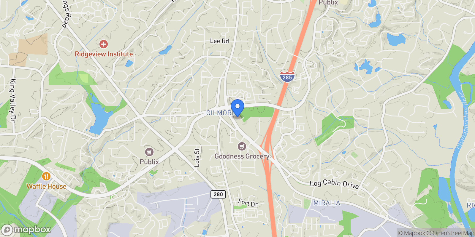Map showing Smyrna, Georgia, United States.
