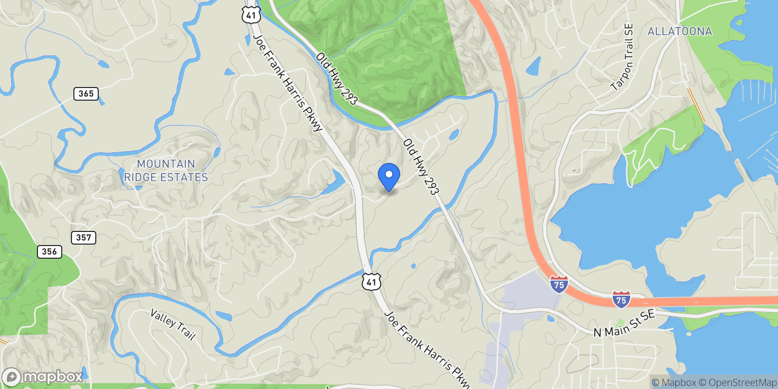 Map showing 55 E Green Ridge Road SE, Cartersville, GA 30120, Cartersville, Georgia, United States.