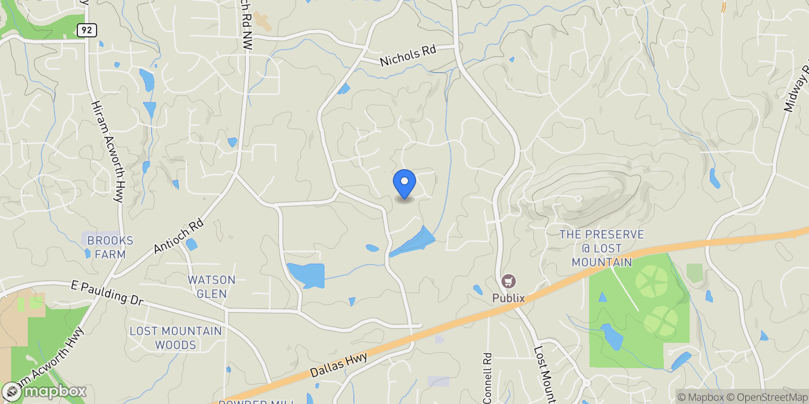 Map showing 5455 Malone Court, Powder Springs, GA 30127, Powder Springs, Georgia, United States.