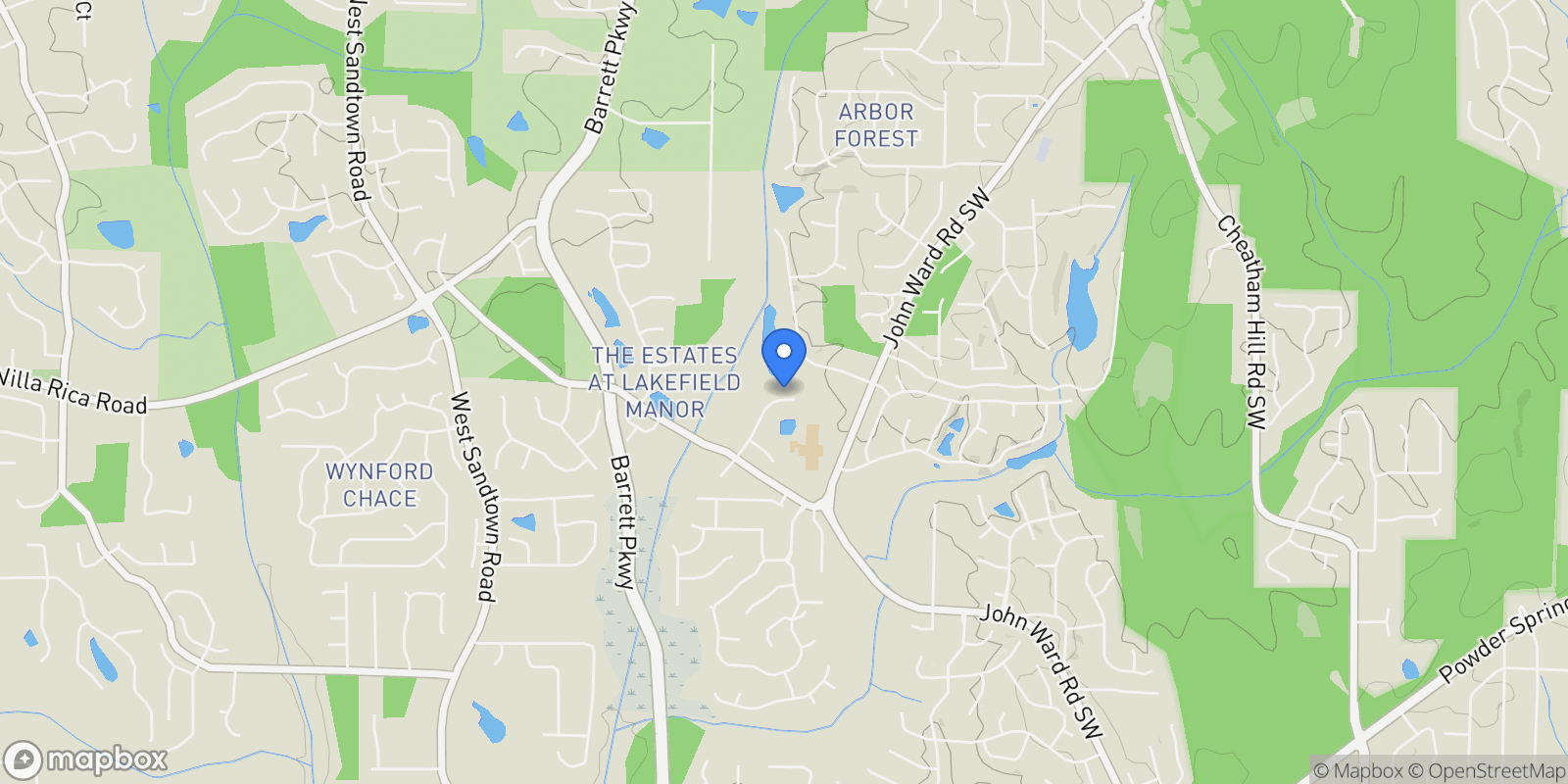 Map showing 1214 Bonshaw Trail, Marietta, GA 30064, Marietta, Georgia, United States.
