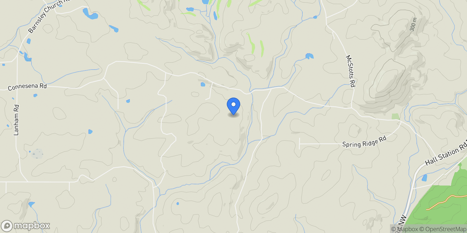 Map showing 195 Connesena Road, Kingston, GA 30145, Euharlee, Georgia, United States.