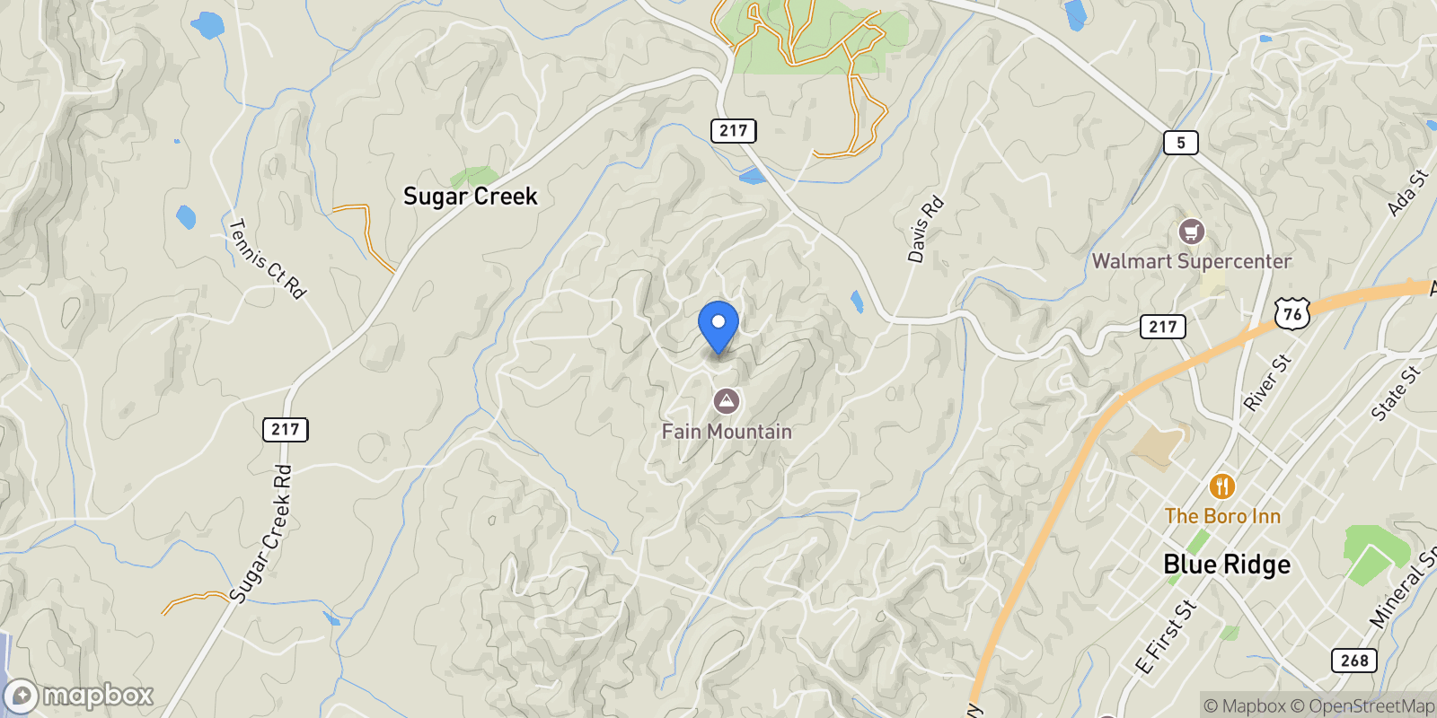 Map showing 218 Chickadee Drive, Blue Ridge, GA 30513, Blue Ridge, Georgia, United States.