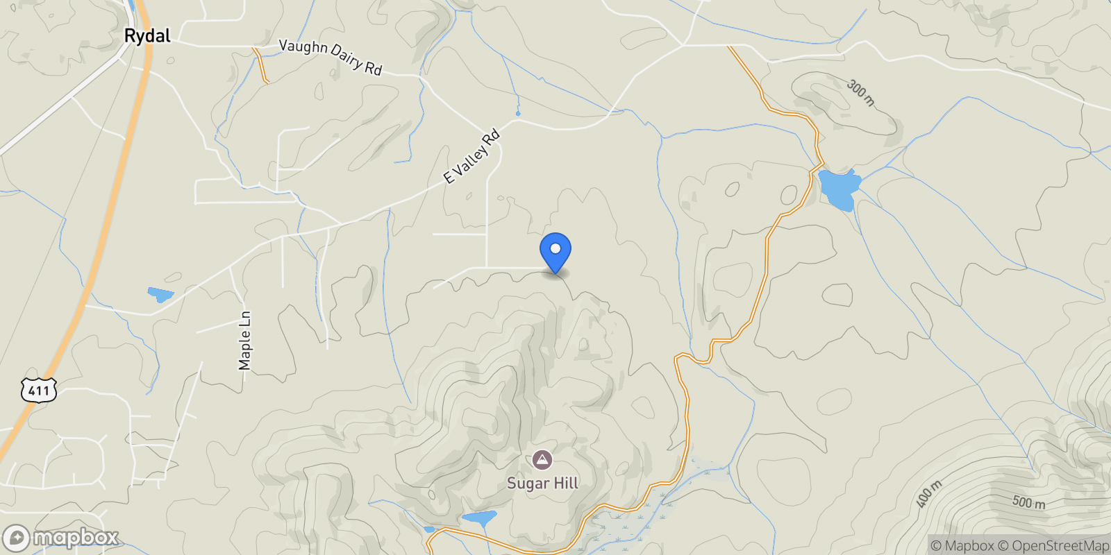 Map showing 44 E Heritage Drive NE, Rydal, GA 30171, Rydal, Georgia, United States.
