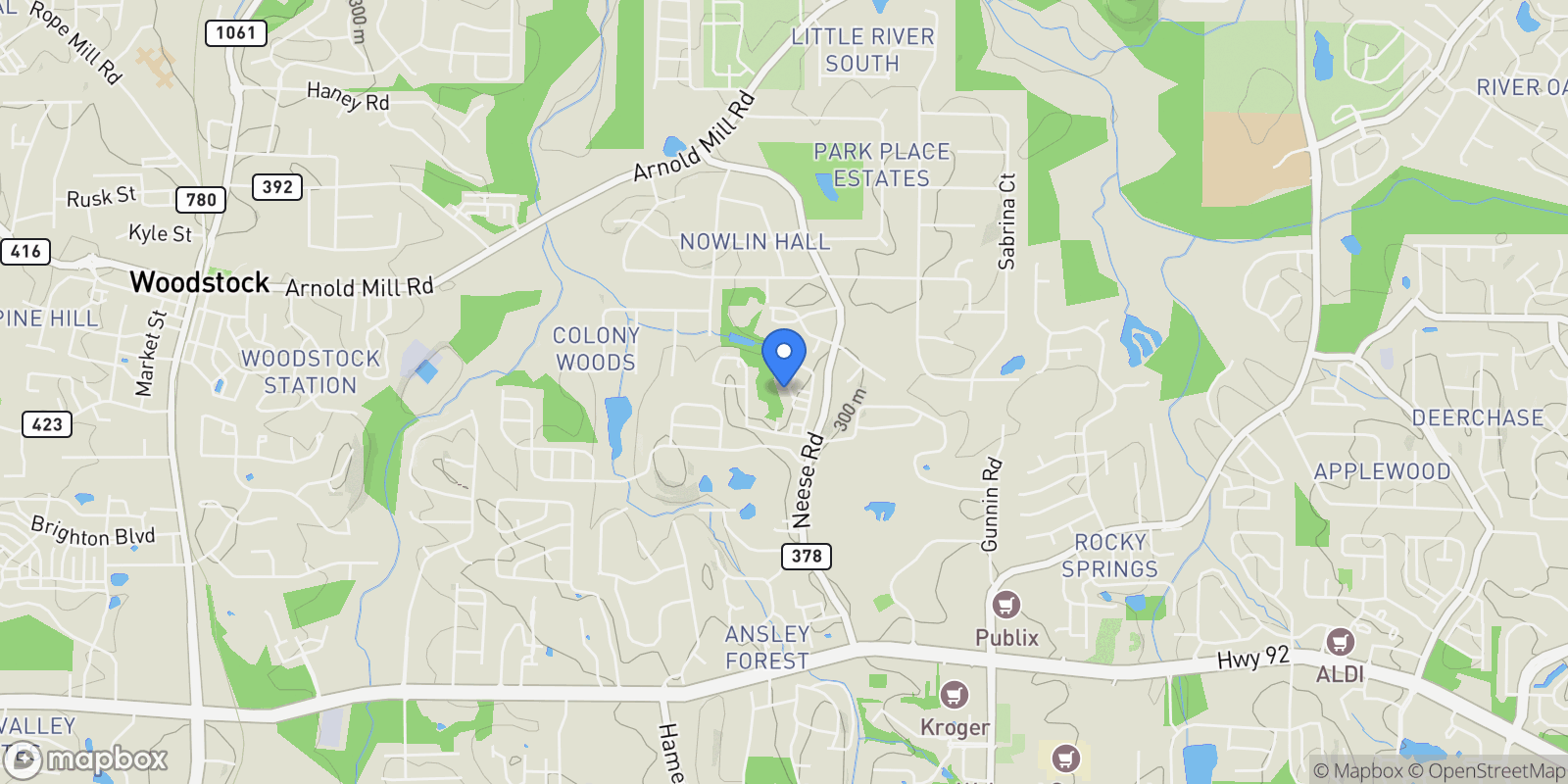 Map showing 1911 Grand Oaks Way, Woodstock, GA 30188, Woodstock, Georgia, United States.