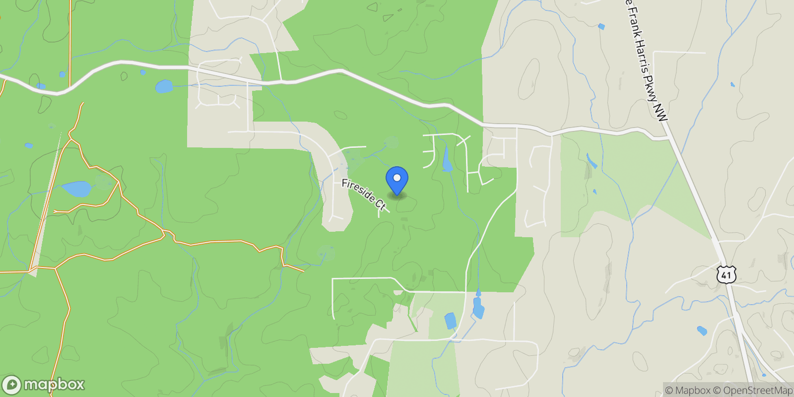 Map showing 25 Fireside Court NW, Cartersville, GA 30120, Cartersville, Georgia, United States.