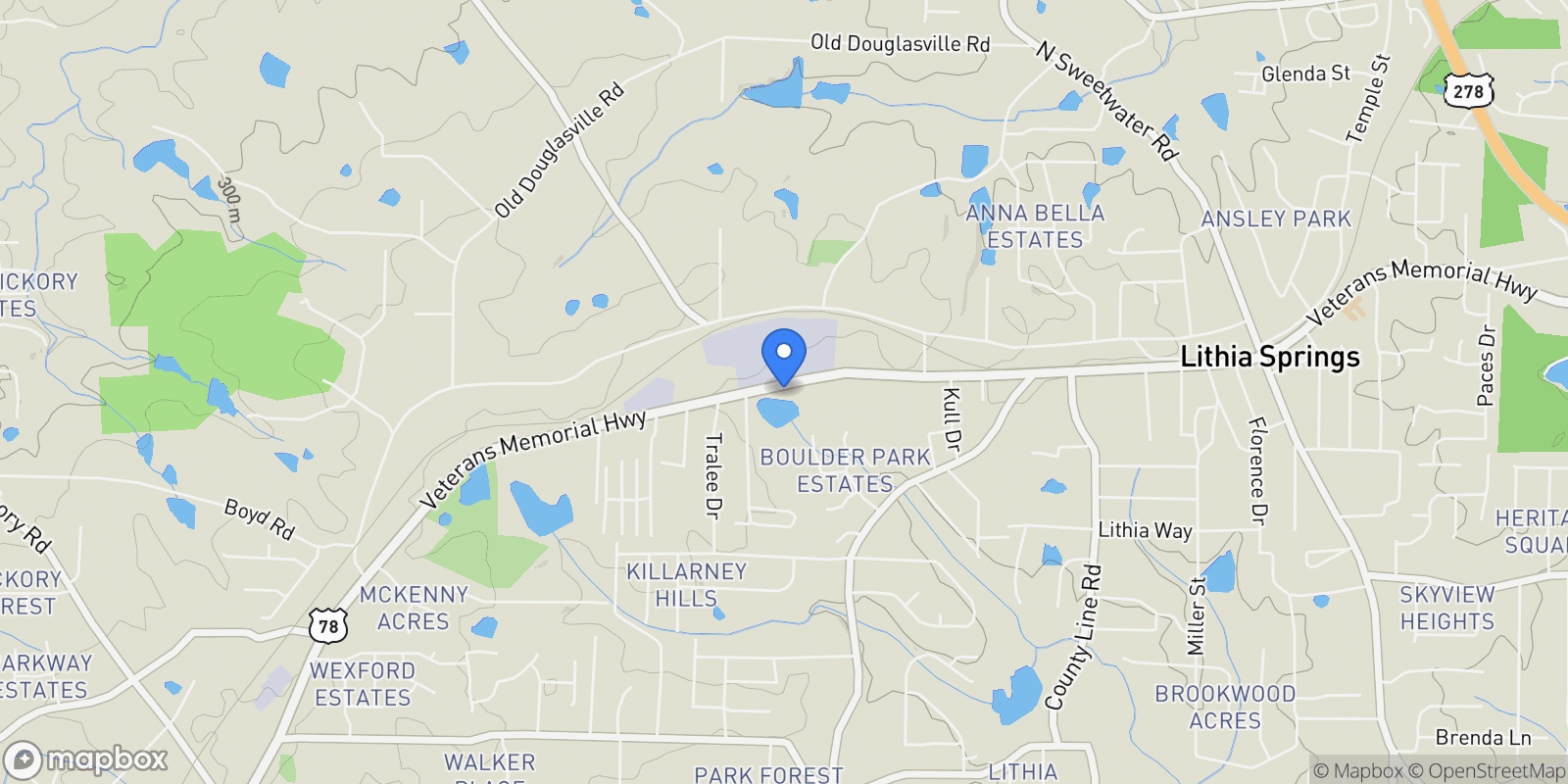Map showing 11041 Veterans Memorial Highway, Lithia Springs, GA 30122, Lithia Springs, Georgia, United States.