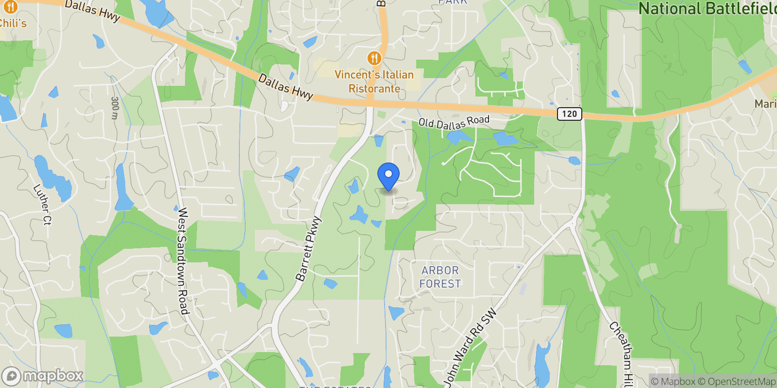 Map showing 820 Nob Ridge Drive, Marietta, GA 30064, Marietta, Georgia, United States.