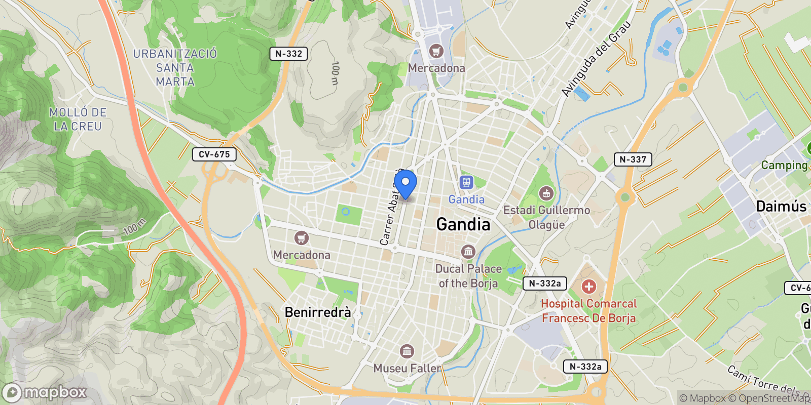 Map showing Gandia, Valencia, Gandia, Gandia, Valencian Community, Spain.