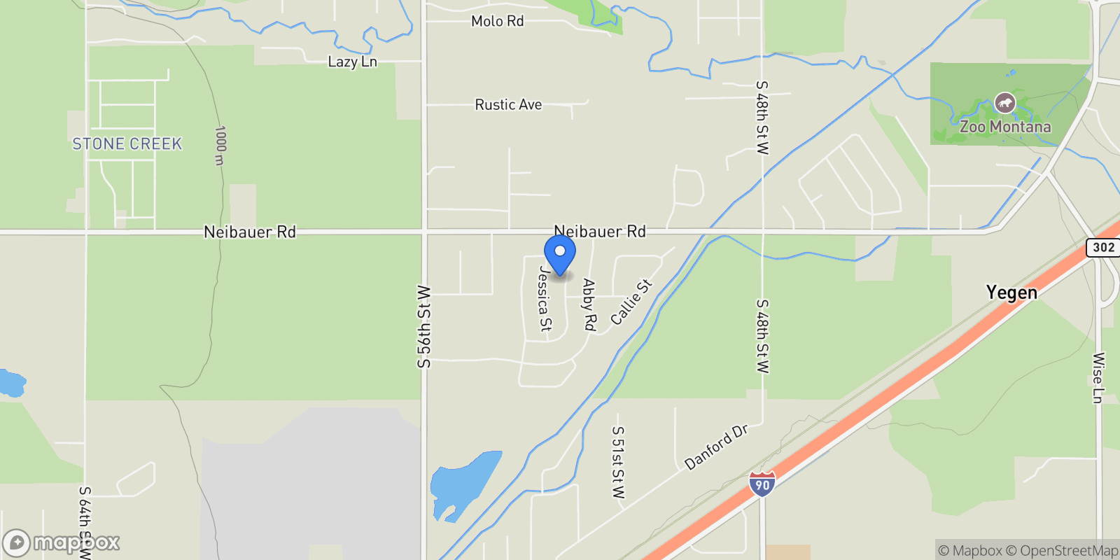 Map showing 2514 Micks Street, Billings, MT 59106, Billings, Montana, United States.
