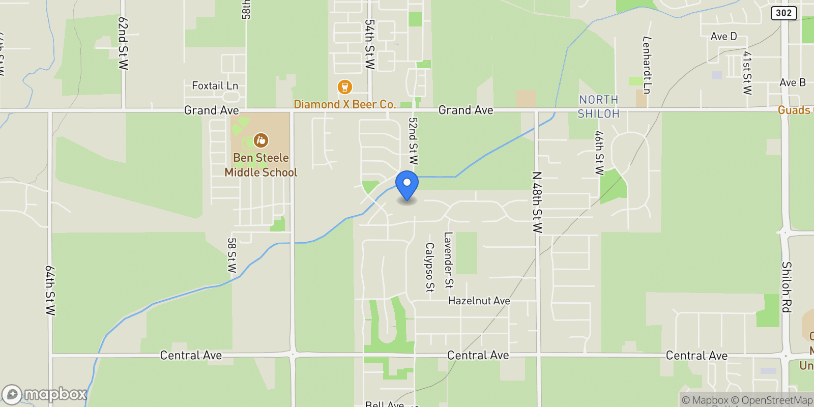 Map showing 5209 Camp Lane, Billings, MT 59106, Billings, Montana, United States.
