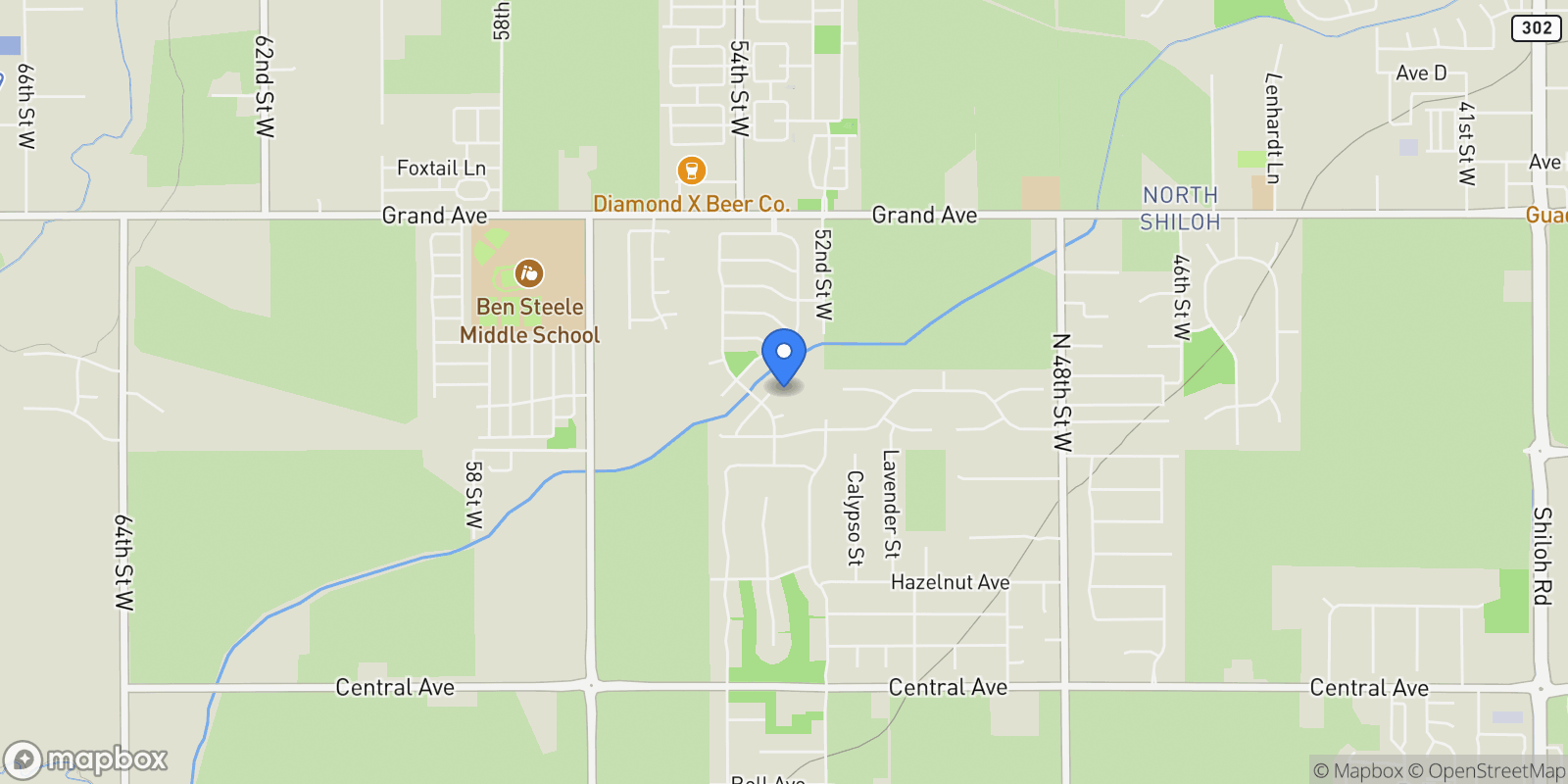 Map showing 5232 Rich Lane, Billings, MT 59106, Billings, Montana, United States.