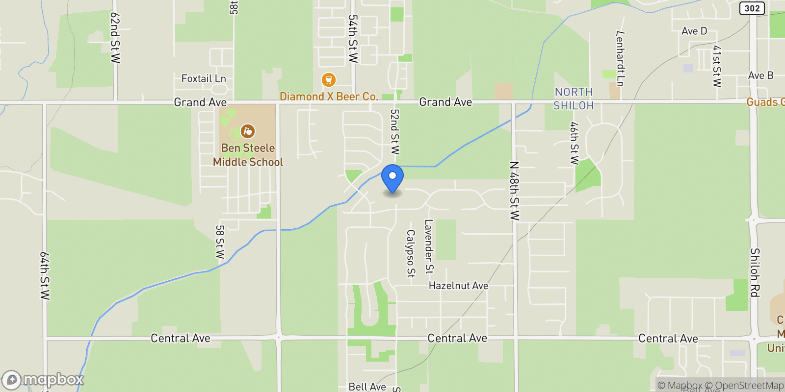 Map showing 5203 Camp Lane, Billings, MT 59106, Billings, Montana, United States.