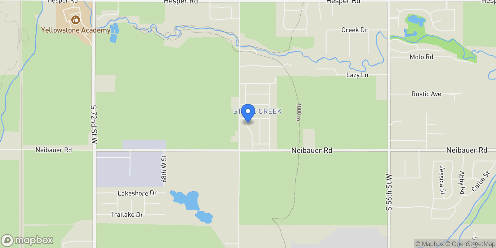 Map showing 2222 River Agate Lane, Billings, MT 59106, Billings, Montana, United States.