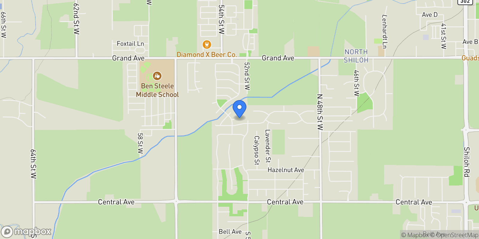 Map showing 5222 Camp Lane, Billings, MT 59106, Billings, Montana, United States.