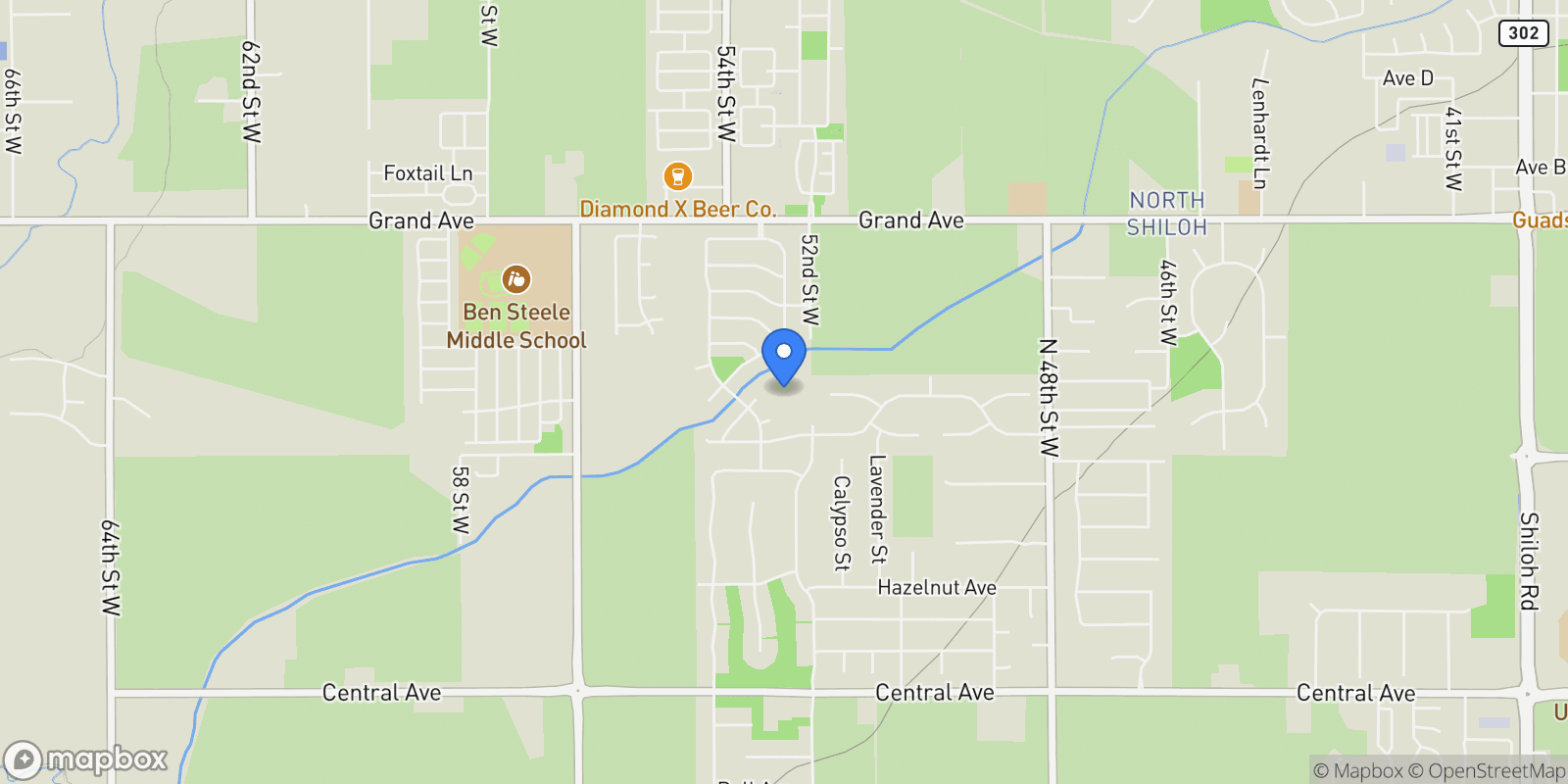 Map showing 5220 Rich Lane, Billings, MT 59106, Billings, Montana, United States.