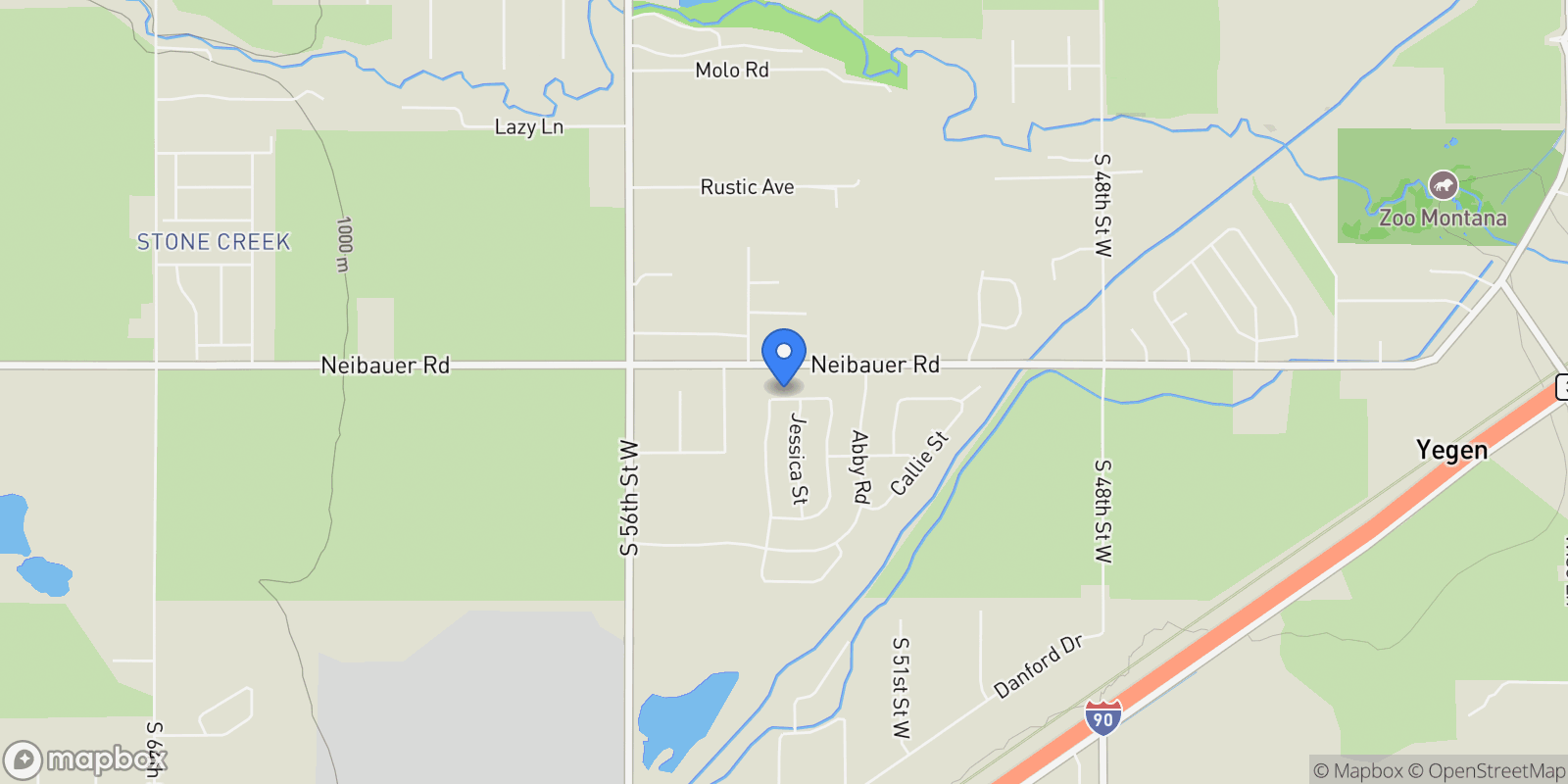 Map showing 5339 Colter Street, Billings, MT 59106, Billings, Montana, United States.