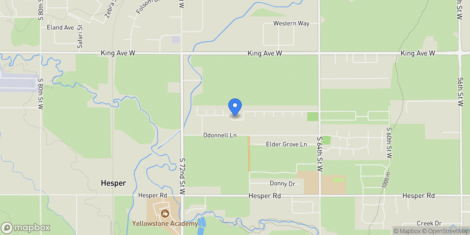 Map showing 6919 Skycrest Drive, Billings, MT 59106, Billings, Montana, United States.