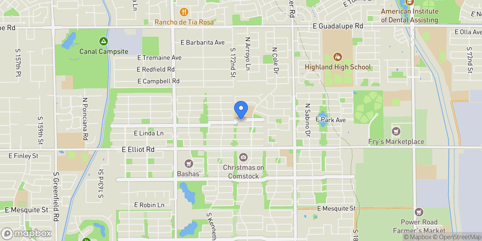 Map showing 3677 E Park Avenue, Gilbert, AZ 85234, Gilbert, Arizona, United States.
