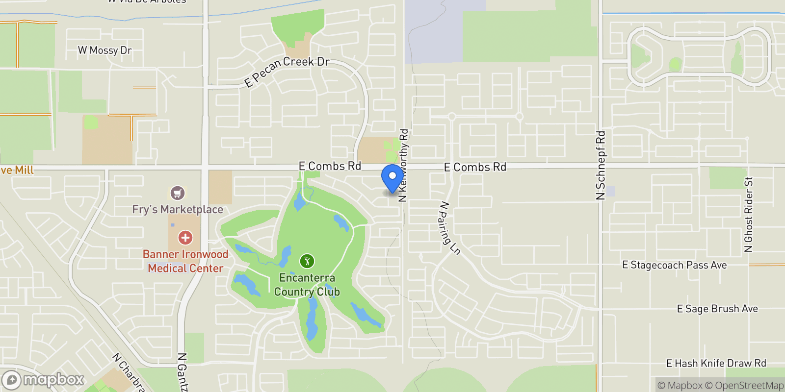 Map showing 1764 E Harmony Way, Queen Creek, AZ 85140, San Tan Valley, Arizona, United States.
