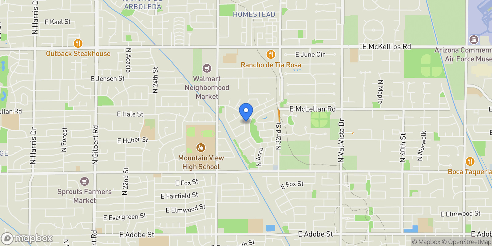 Map showing 1515 N Los Alamos Circle, Mesa, AZ 85213, Mesa, Arizona, United States.