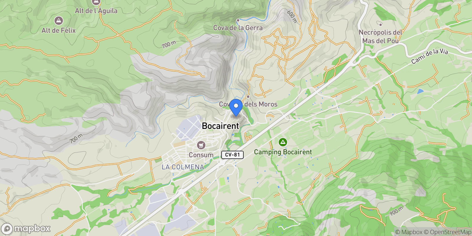 Map showing Bocairent, Valencia, Bocairent, Bocairent, Valencian Community, Spain.