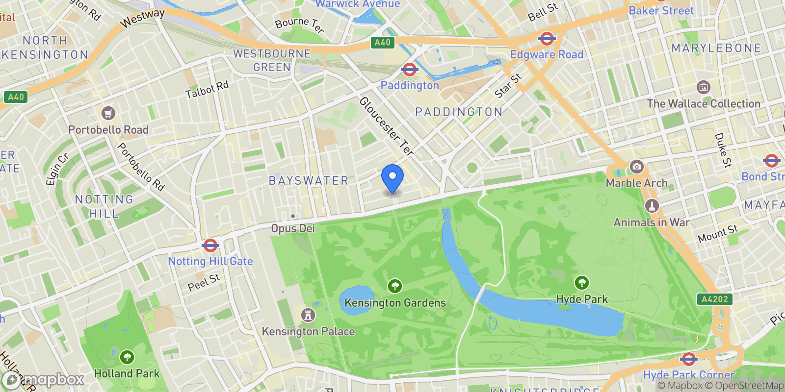 Map showing Clifton Place Lancaster Gate, London, UNITED KINGDOM OF GREAT BRITAIN AND NORTHERN IRELAND, London, England, United Kingdom.