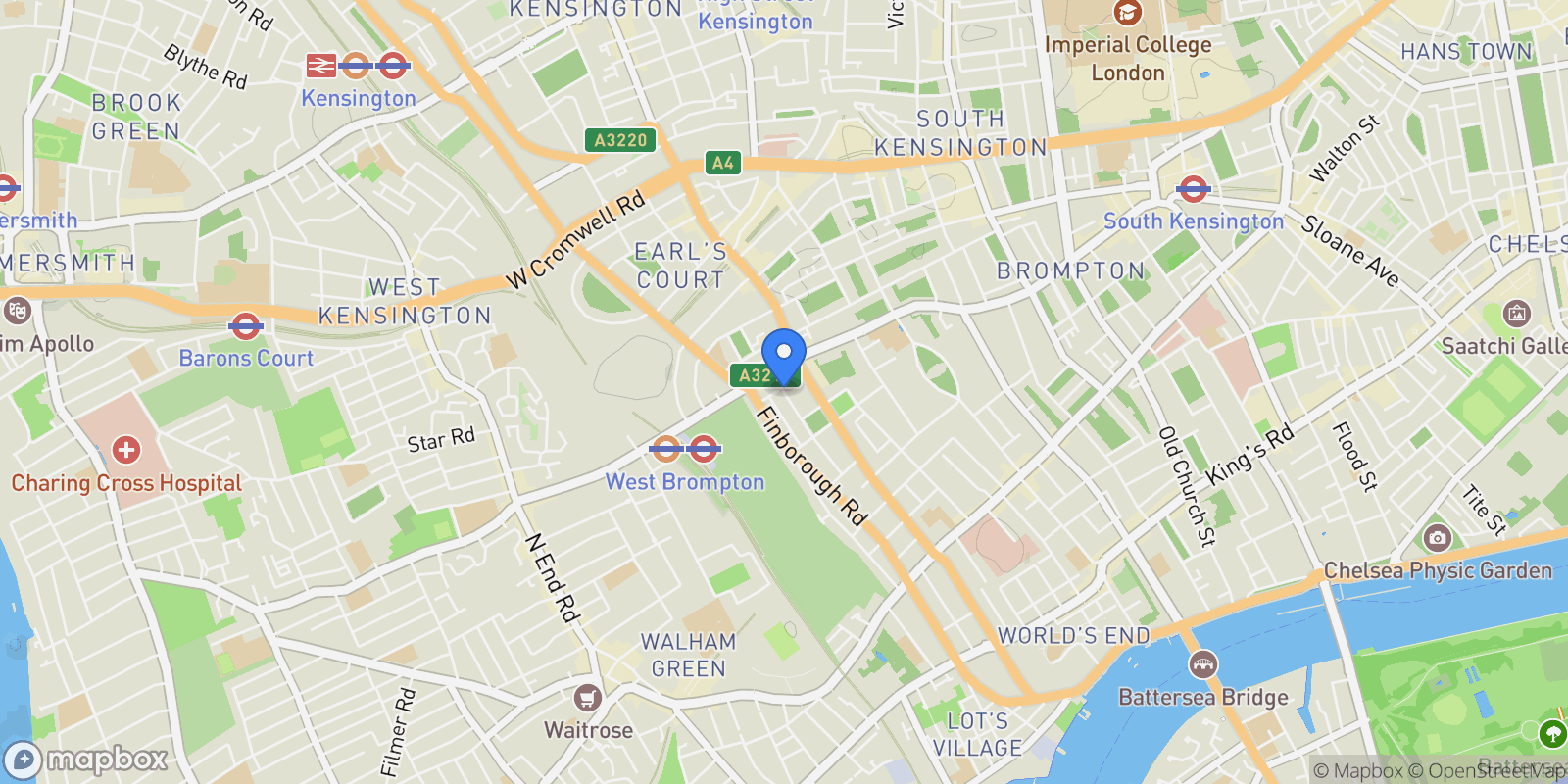 Map showing Coleherne Road London, London, UNITED KINGDOM OF GREAT BRITAIN AND NORTHERN IRELAND, London, England, United Kingdom.