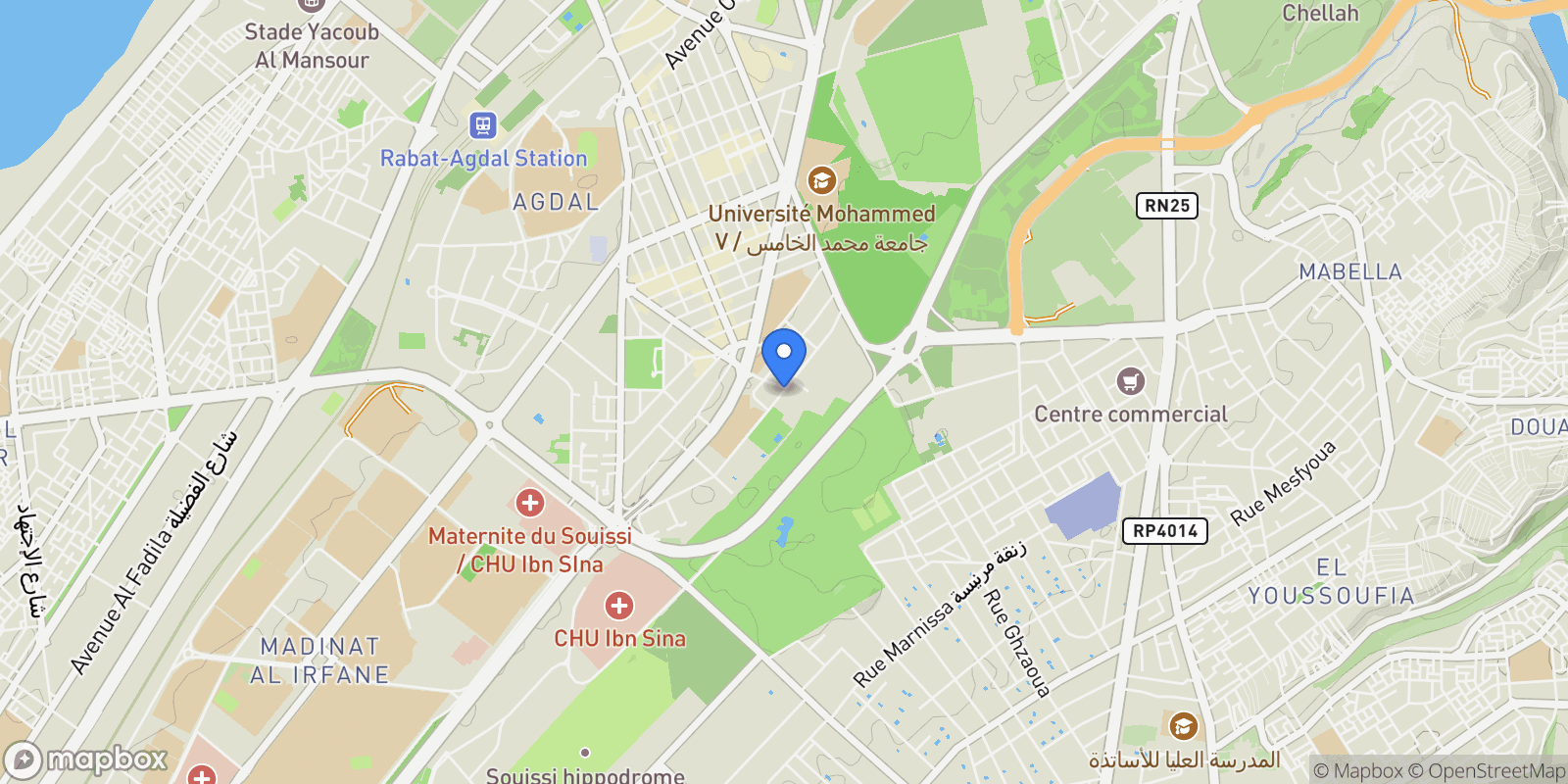 Map showing Rabat, Rabat-Salé-Kénitra, Morocco.