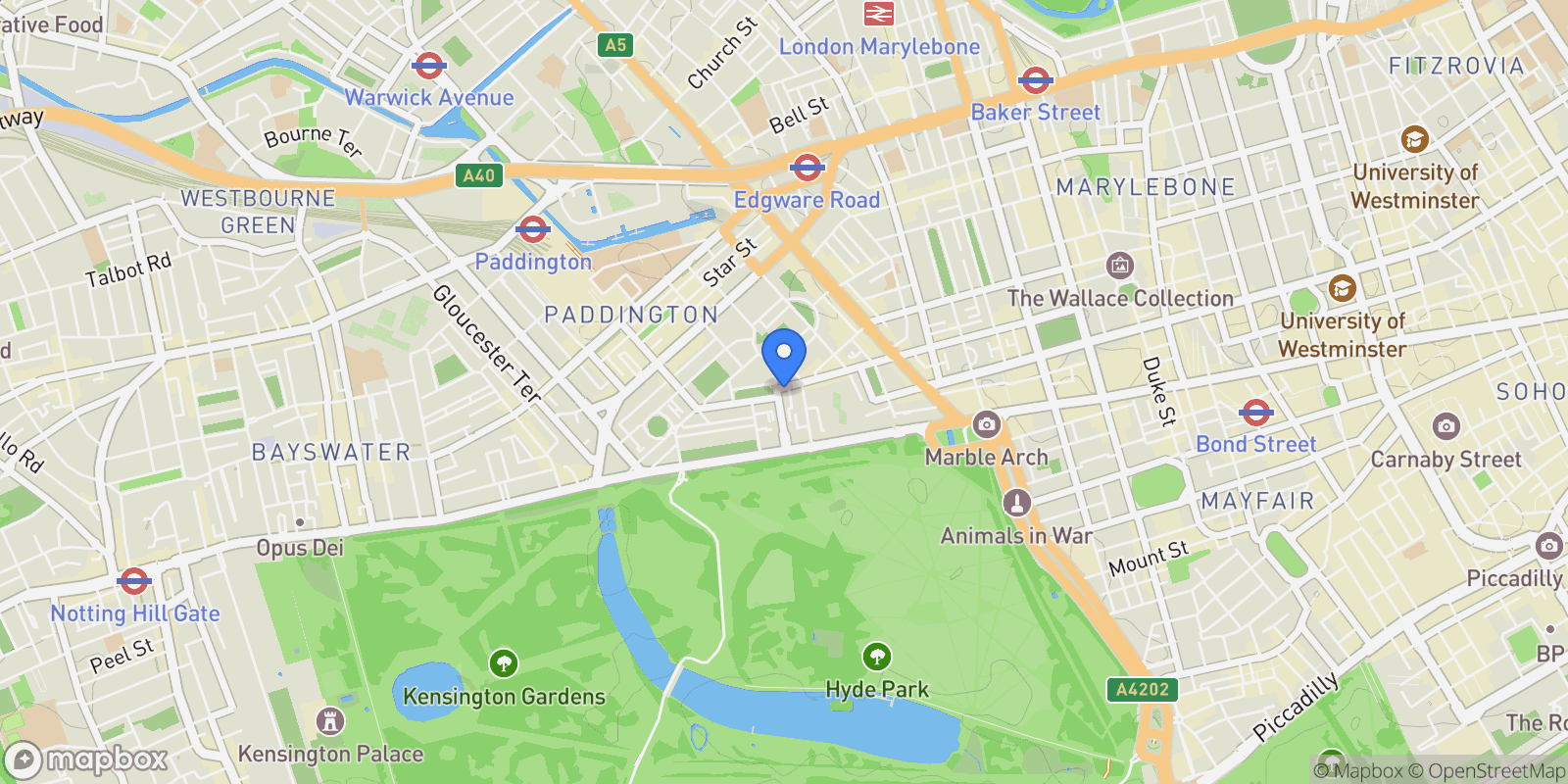 Map showing 1 Hyde Park Square Hyde Park, London, UNITED KINGDOM OF GREAT BRITAIN AND NORTHERN IRELAND, London, England, United Kingdom.