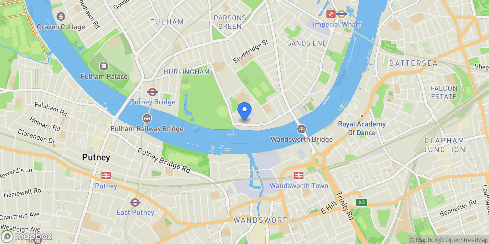 Map showing Higham House West 102 Carnwath Road, London, UNITED KINGDOM OF GREAT BRITAIN AND NORTHERN IRELAND, London, England, United Kingdom.