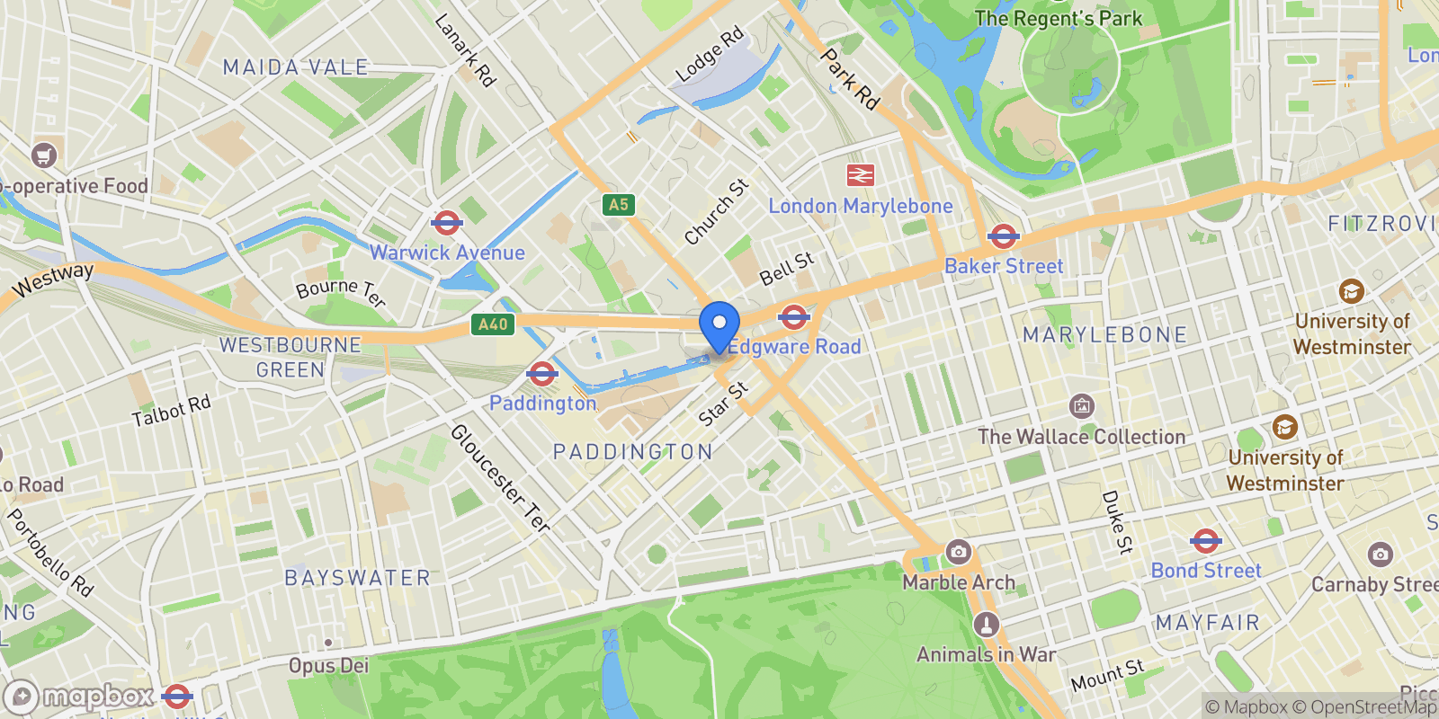 Map showing 2 Praed Street London, London, UNITED KINGDOM OF GREAT BRITAIN AND NORTHERN IRELAND, London, England, United Kingdom.
